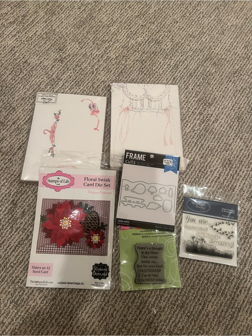 Bundle of die cuts, stamps and paper Mixed Crafting Card Making Supplies